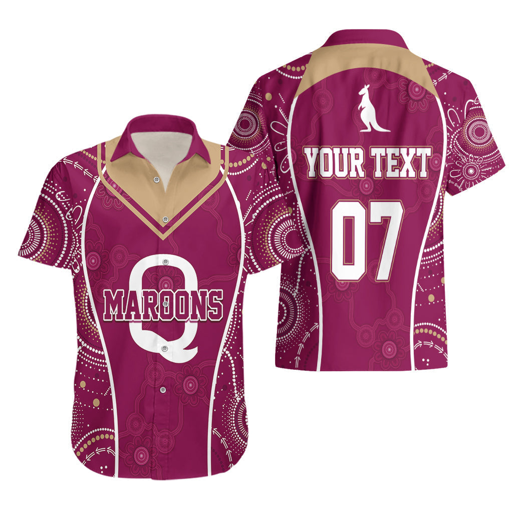 Personalised QLD Maroons Rugby Indigenous Hawaiian Shirt State Of Origin Canetoads - Vibe Hoodie Shop