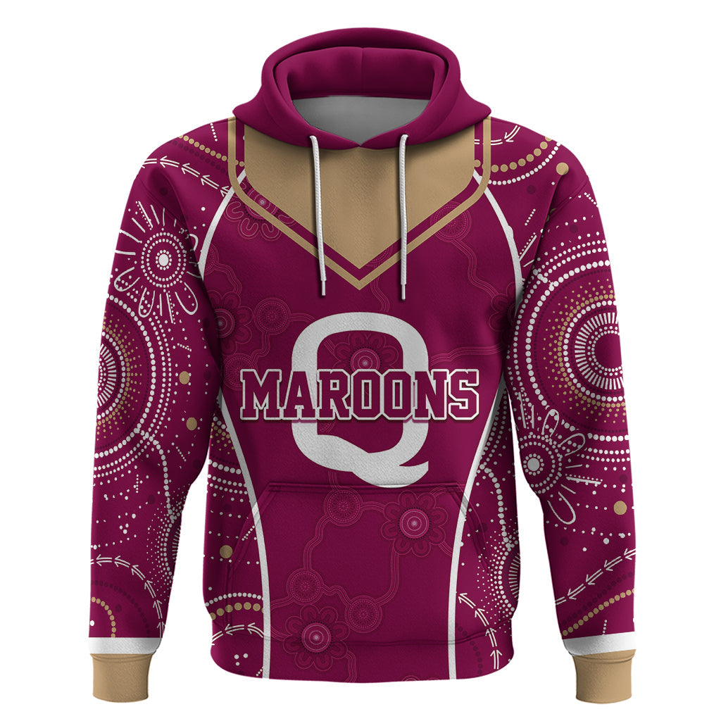 Personalised QLD Maroons Rugby Indigenous Hoodie State Of Origin Canetoads LT7 - Vibe Hoodie Shop