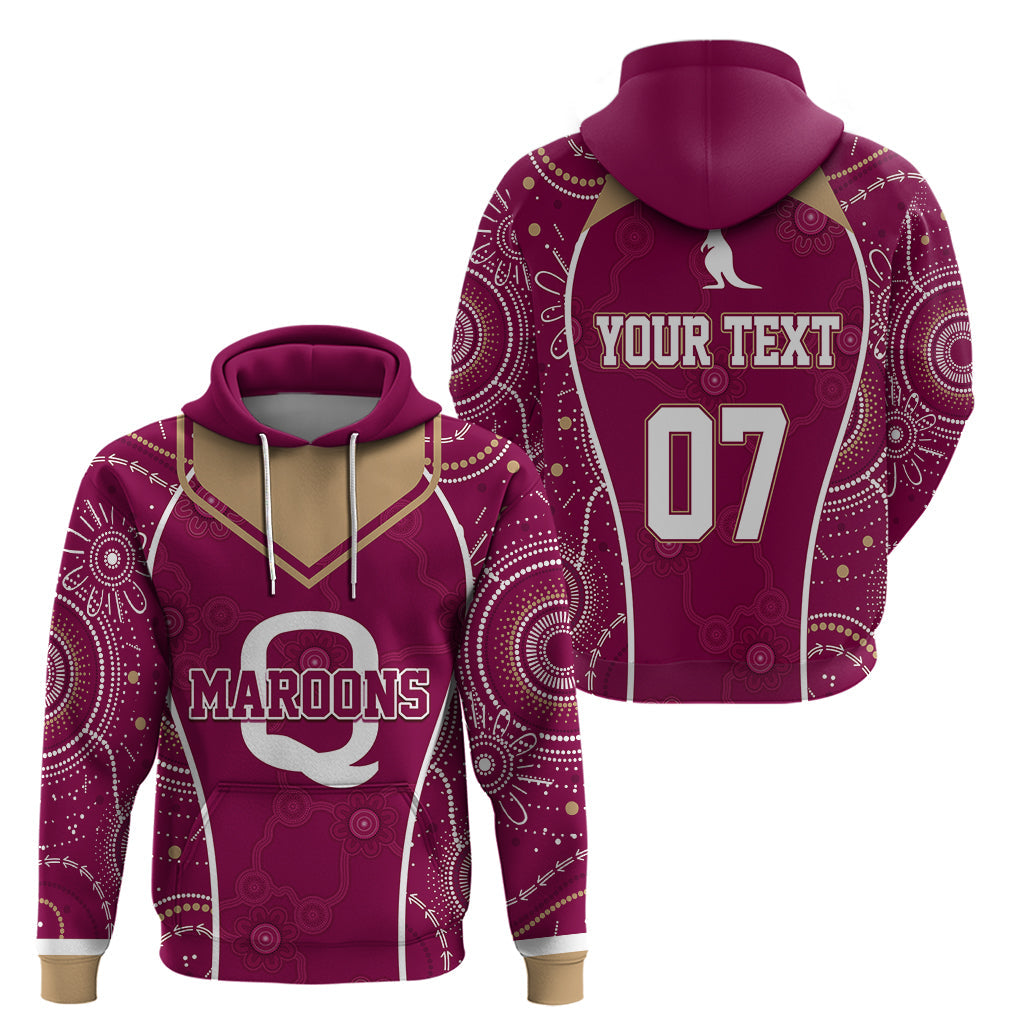 Personalised QLD Maroons Rugby Indigenous Hoodie State Of Origin Canetoads LT7 - Vibe Hoodie Shop
