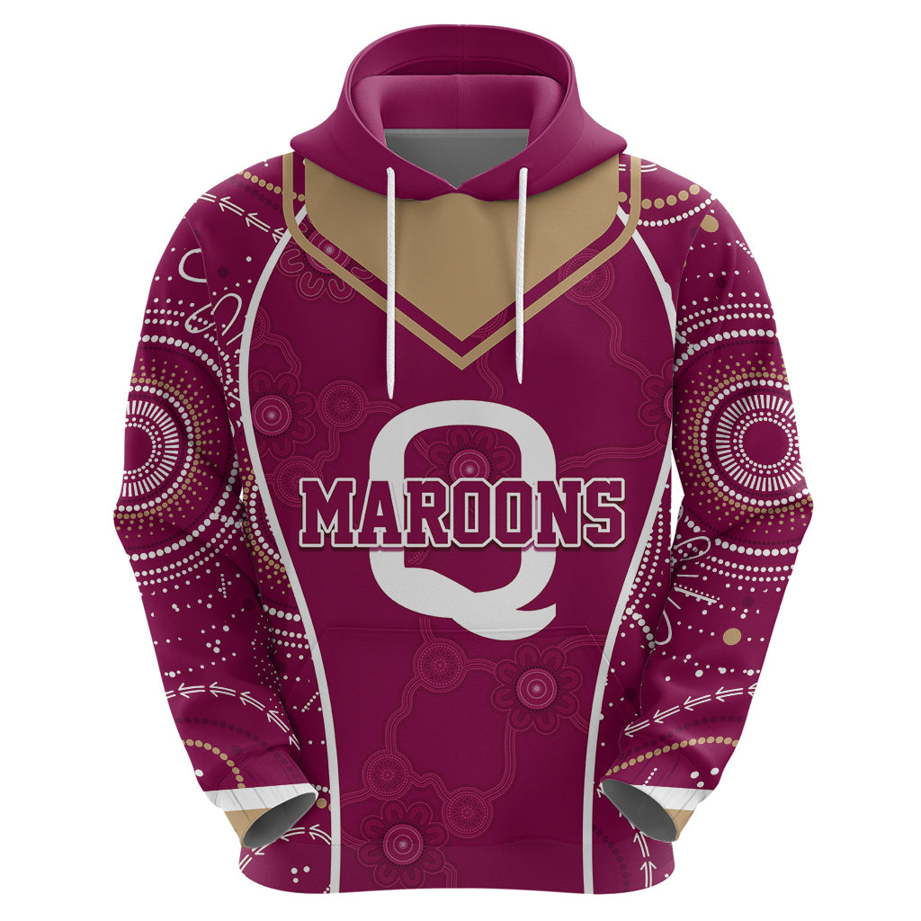 Personalised QLD Maroons Rugby Indigenous Hoodie State Of Origin Canetoads LT7 - Vibe Hoodie Shop