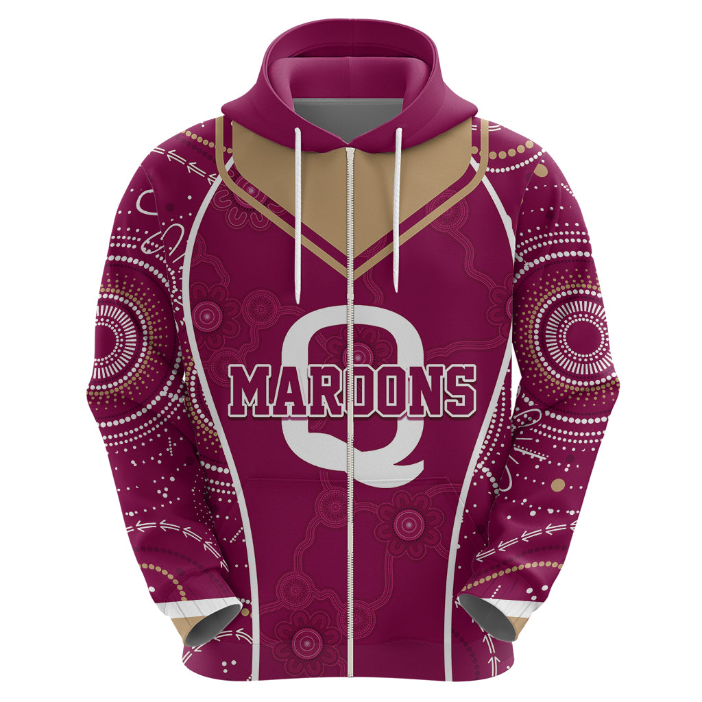 Personalised QLD Maroons Rugby Indigenous Hoodie State Of Origin Canetoads LT7 - Vibe Hoodie Shop