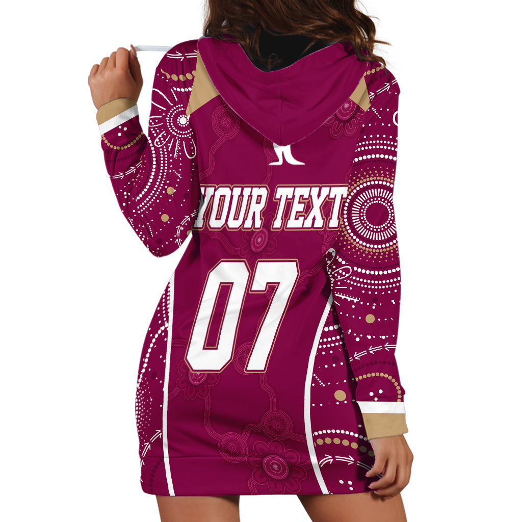 Personalised QLD Maroons Rugby Indigenous Hoodie Dress State Of Origin Canetoads - Vibe Hoodie Shop