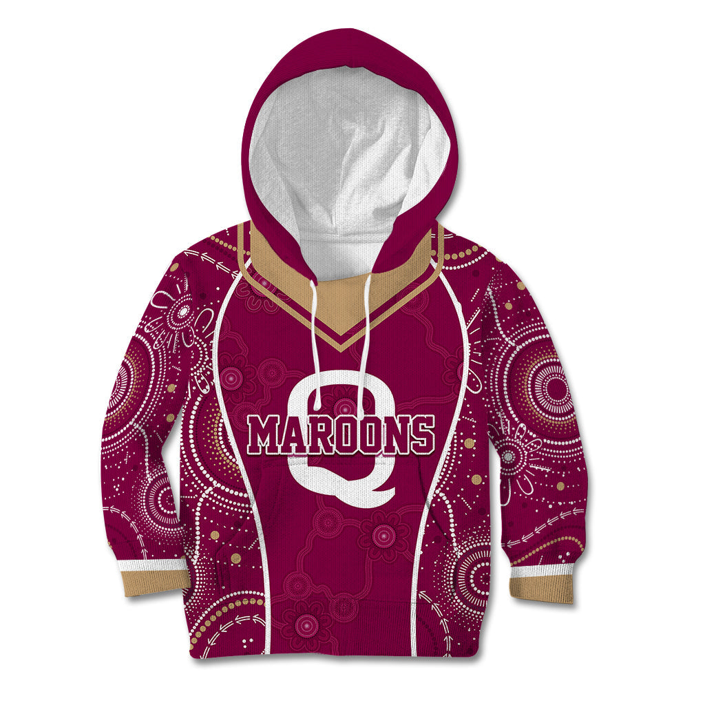 Personalised QLD Maroons Rugby Indigenous Kid Hoodie State Of Origin Canetoads - Vibe Hoodie Shop