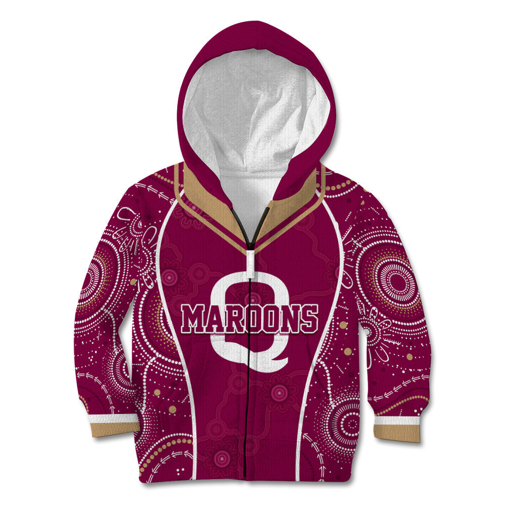 Personalised QLD Maroons Rugby Indigenous Kid Hoodie State Of Origin Canetoads - Vibe Hoodie Shop