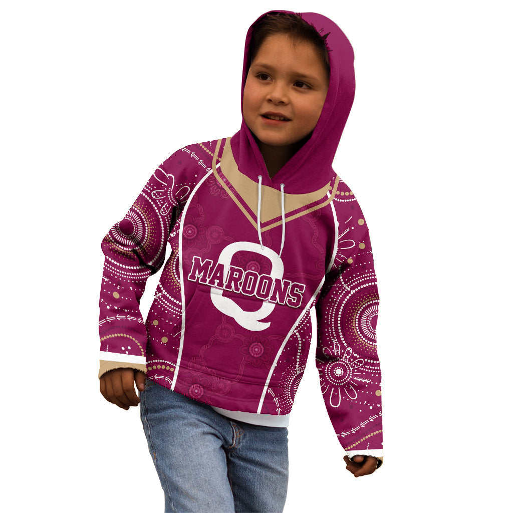 Personalised QLD Maroons Rugby Indigenous Kid Hoodie State Of Origin Canetoads - Vibe Hoodie Shop