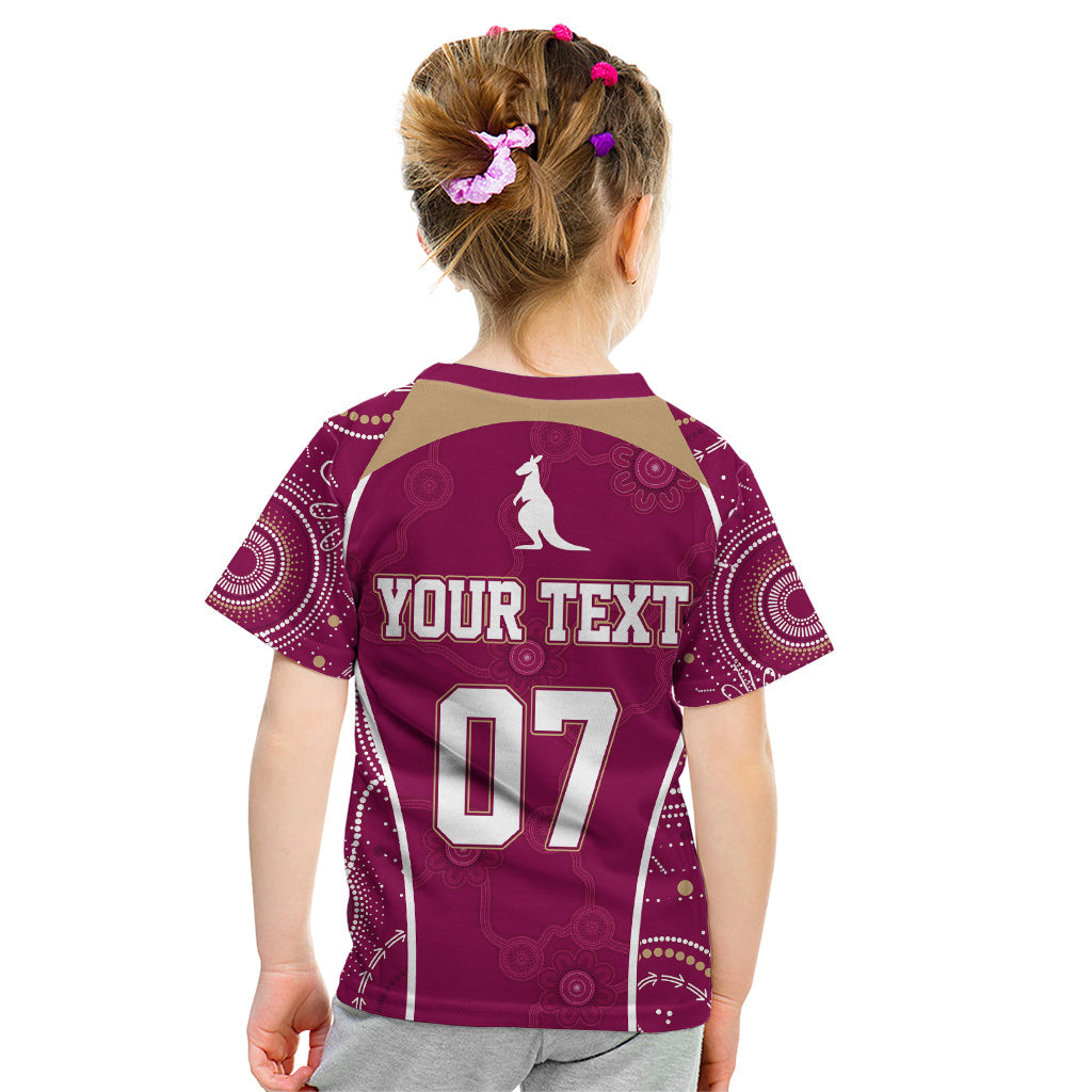 Personalised QLD Maroons Rugby Indigenous Kid T Shirt State Of Origin Canetoads - Vibe Hoodie Shop