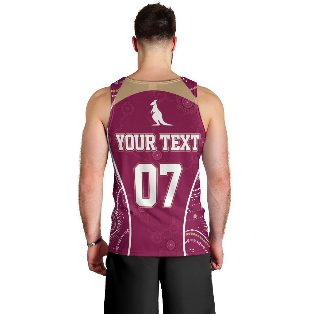 Personalised QLD Maroons Rugby Indigenous Men Tank Top State Of Origin Canetoads - Vibe Hoodie Shop