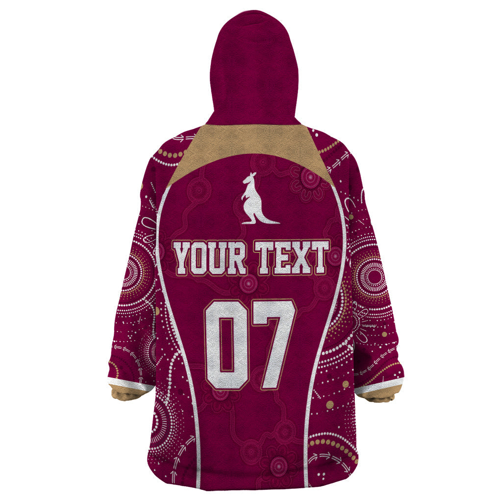 Personalised QLD Maroons Rugby Indigenous Wearable Blanket Hoodie State Of Origin Canetoads - Vibe Hoodie Shop