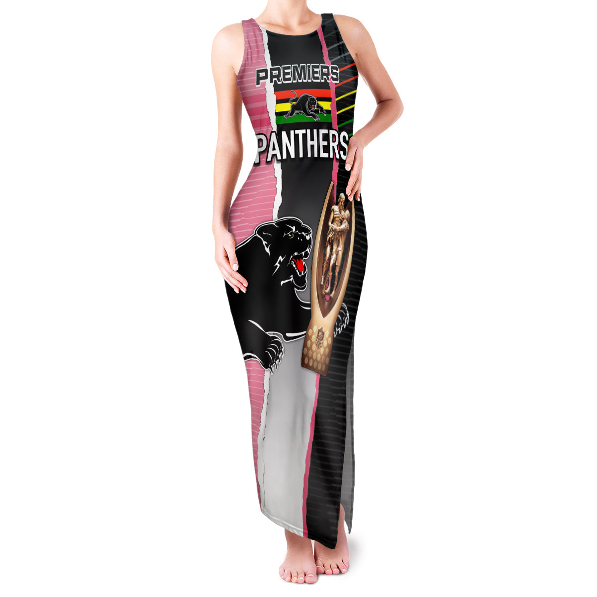 personalised-panther-rugby-nrl-premiers-family-matching-tank-maxi-dress-and-hawaiian-shirt-panther-pride-black-pink-sporty-vibe