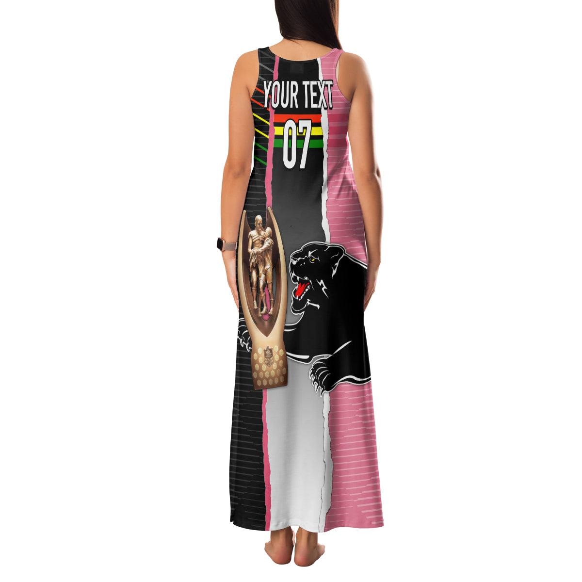 personalised-panther-rugby-nrl-premiers-family-matching-tank-maxi-dress-and-hawaiian-shirt-panther-pride-black-pink-sporty-vibe