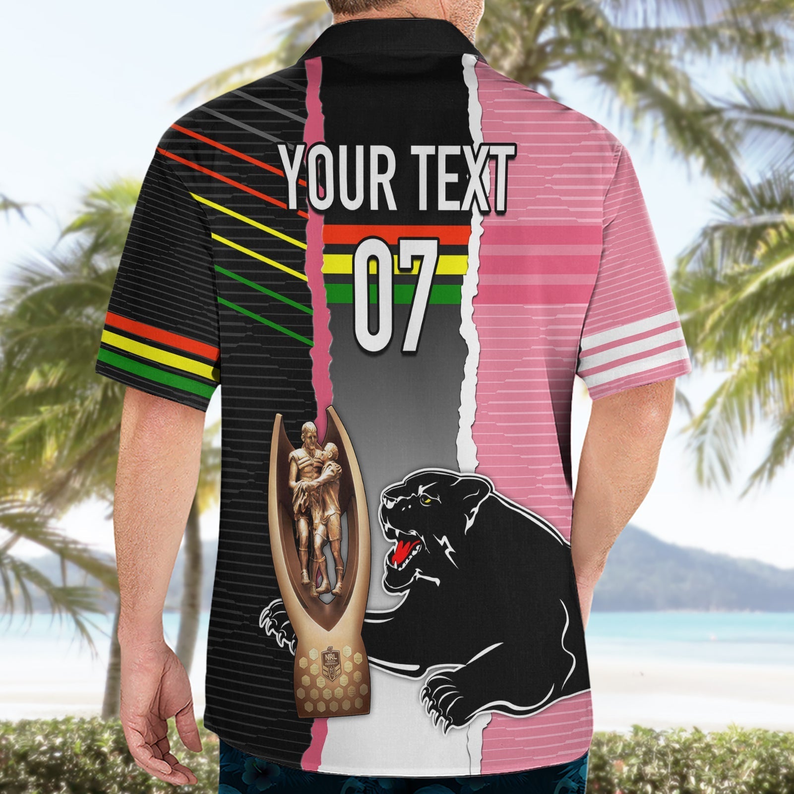 Personalised Panther Rugby NRL Premiers Hawaiian Shirt Panther Pride Black & Pink Sporty Vibe - Vibe Hoodie Shop