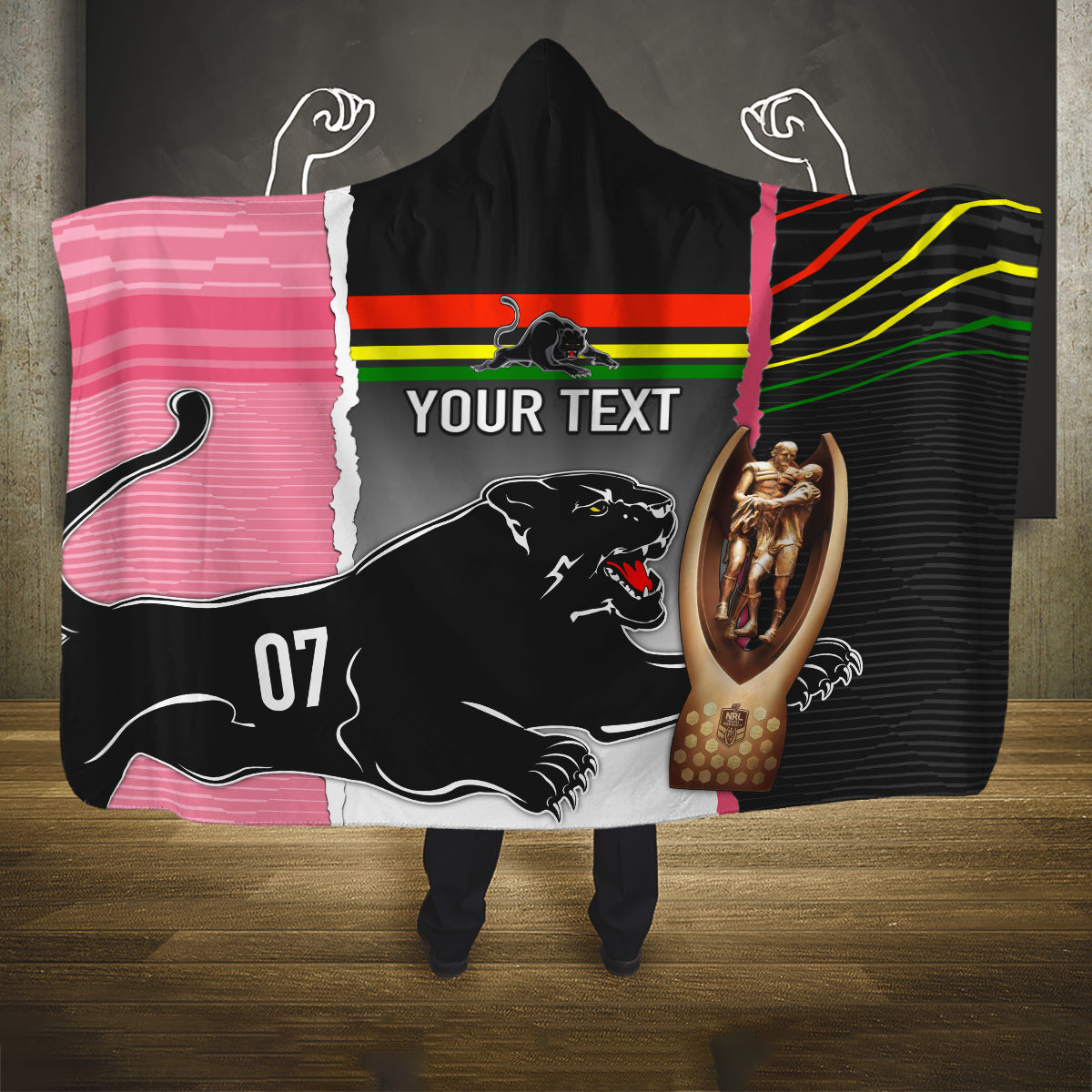 personalised-panther-rugby-nrl-premiers-hooded-blanket-panther-pride-black-pink-sporty-vibe