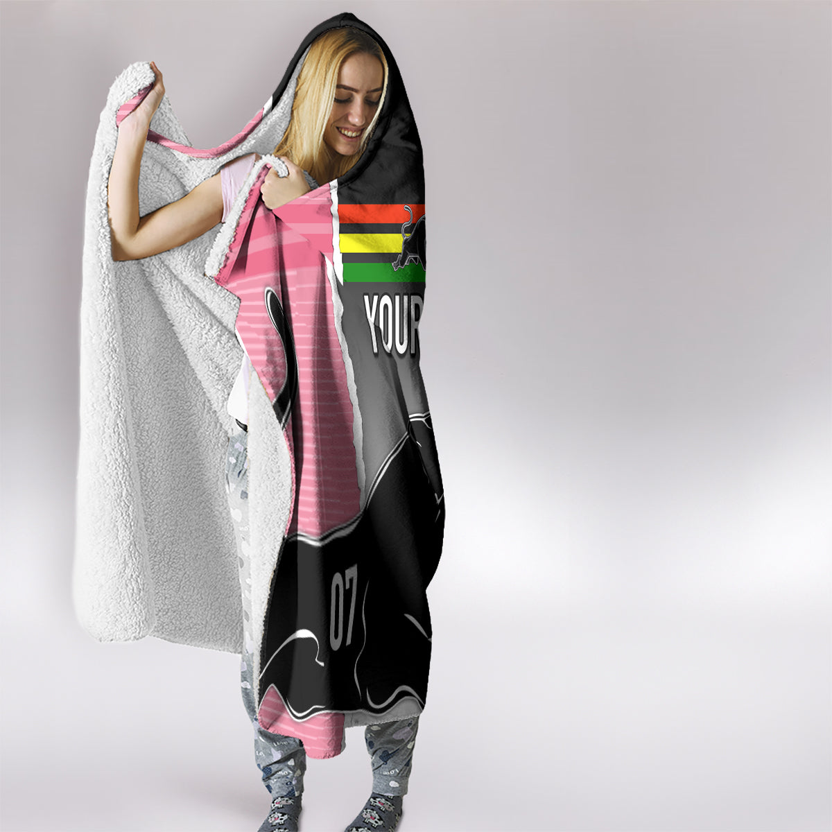 personalised-panther-rugby-nrl-premiers-hooded-blanket-panther-pride-black-pink-sporty-vibe
