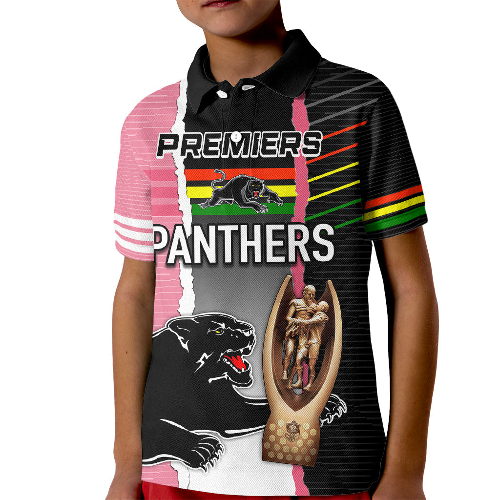 Personalised Panther Rugby NRL Premiers Kid Polo Shirt Panther Pride Black & Pink Sporty Vibe - Vibe Hoodie Shop