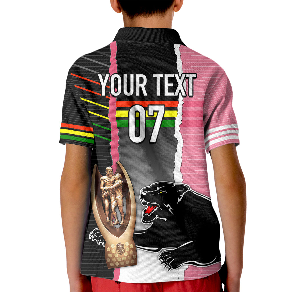 Personalised Panther Rugby NRL Premiers Kid Polo Shirt Panther Pride Black & Pink Sporty Vibe - Vibe Hoodie Shop