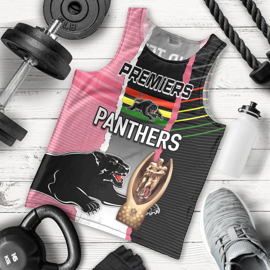 Personalised Panther Rugby NRL Premiers Men Tank Top Panther Pride Black & Pink Sporty Vibe - Vibe Hoodie Shop