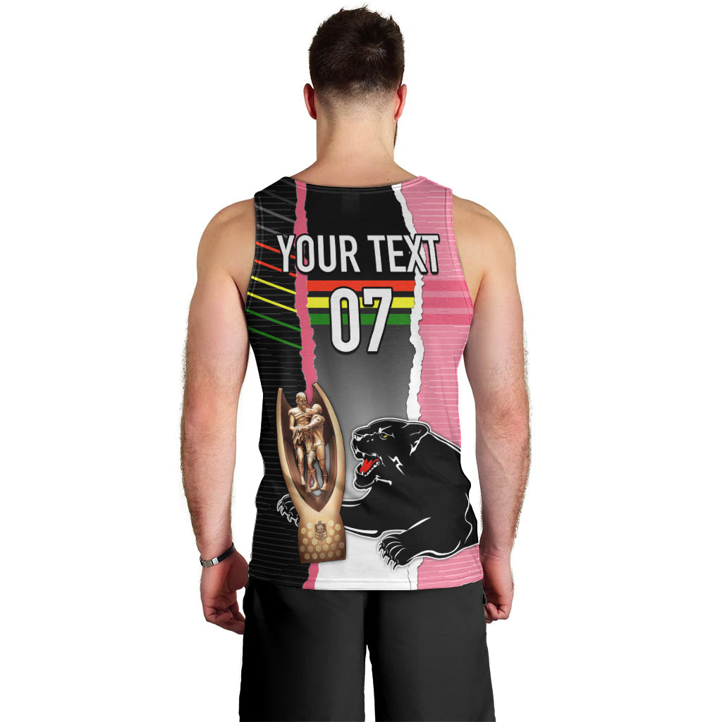 Personalised Panther Rugby NRL Premiers Men Tank Top Panther Pride Black & Pink Sporty Vibe - Vibe Hoodie Shop