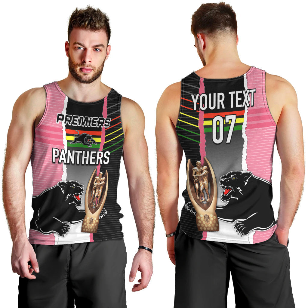 Personalised Panther Rugby NRL Premiers Men Tank Top Panther Pride Black & Pink Sporty Vibe - Vibe Hoodie Shop