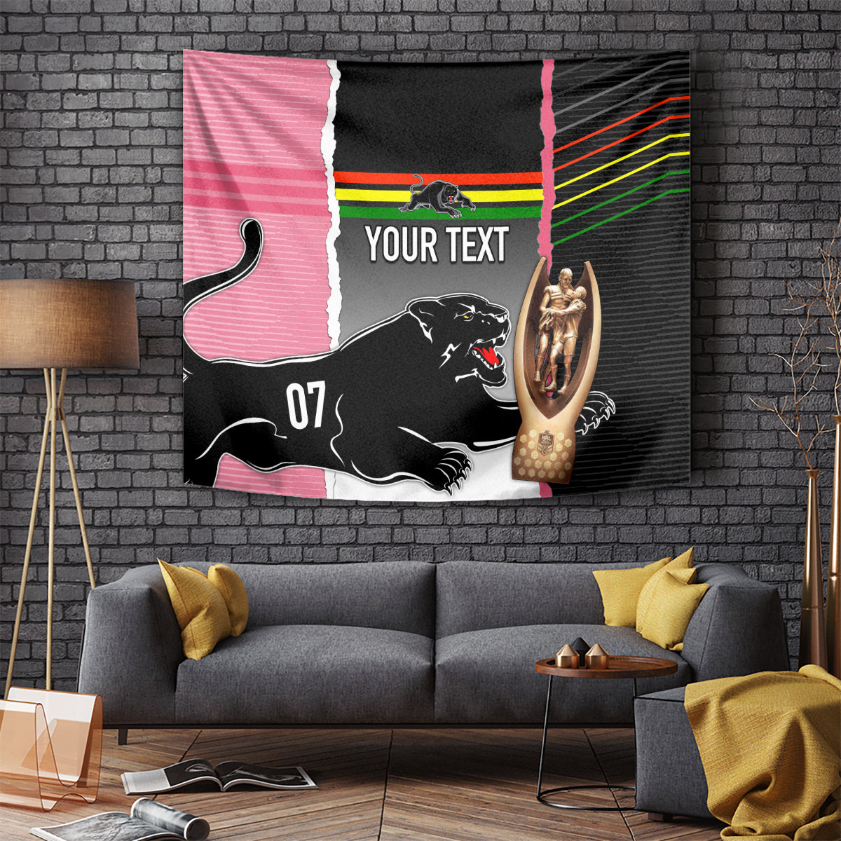 Personalised Panther Rugby NRL Premiers Tapestry Panther Pride Black & Pink Sporty Vibe - Vibe Hoodie Shop