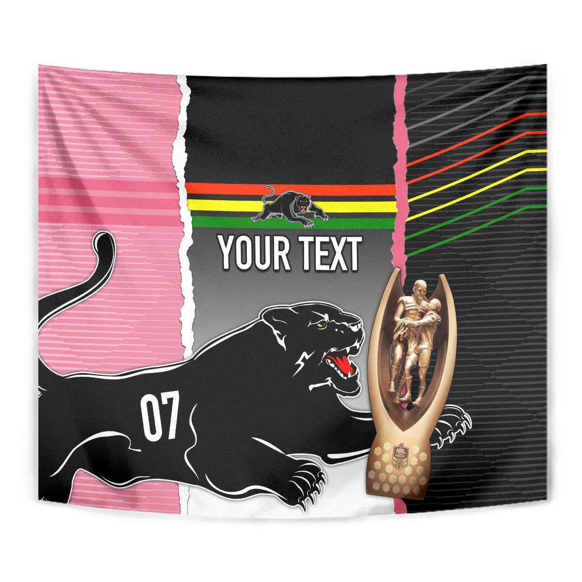 Personalised Panther Rugby NRL Premiers Tapestry Panther Pride Black & Pink Sporty Vibe - Vibe Hoodie Shop