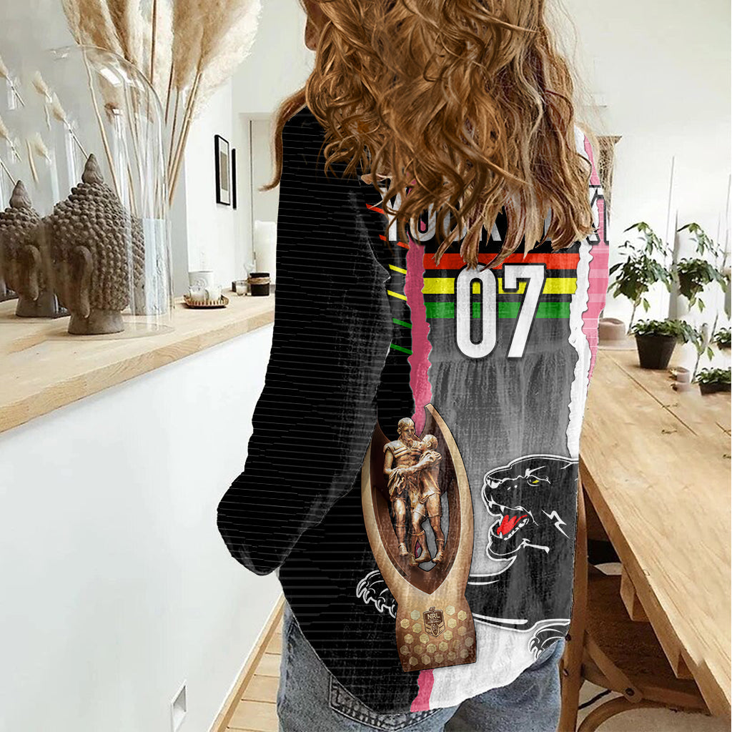 Personalised Panther Rugby NRL Premiers Women Casual Shirt Panther Pride Black & Pink Sporty Vibe - Vibe Hoodie Shop