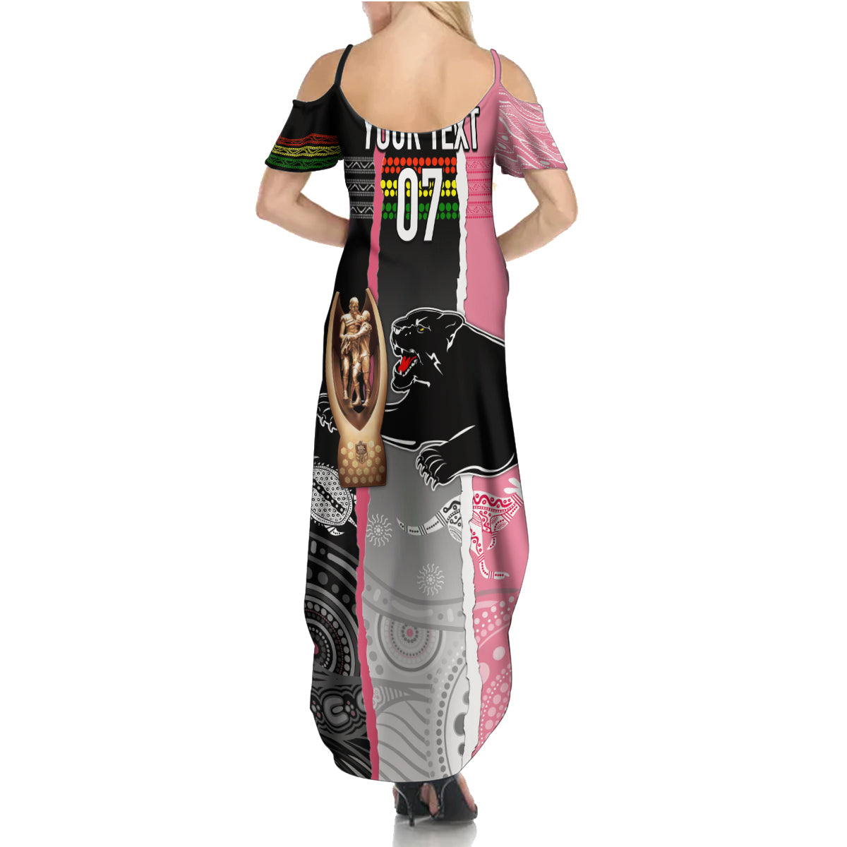 personalised-panther-rugby-nrl-premiers-summer-maxi-dress-panther-pride-black-pink-aboriginal-mix-art