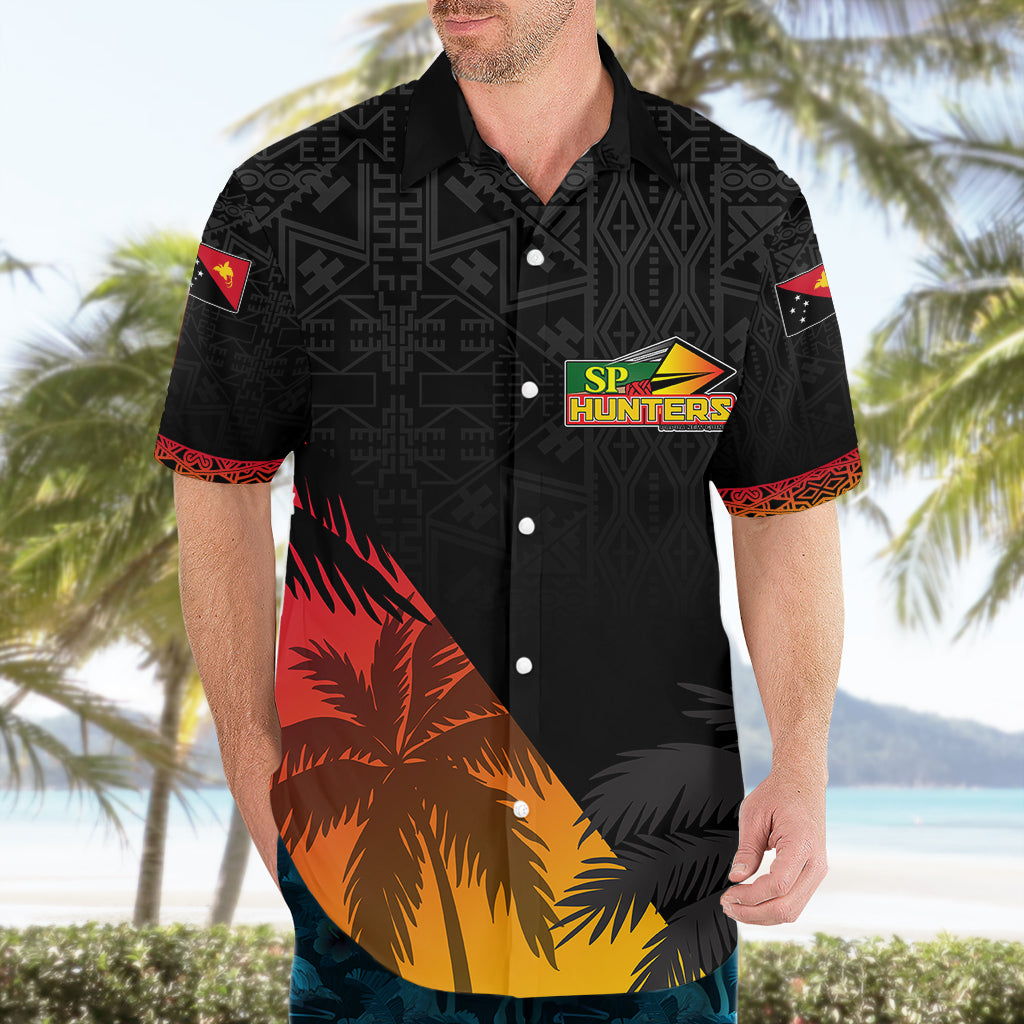 Personalised PNG Hunters Rugby Hawaiian Shirt Palm Trees Simple - Vibe Hoodie Shop