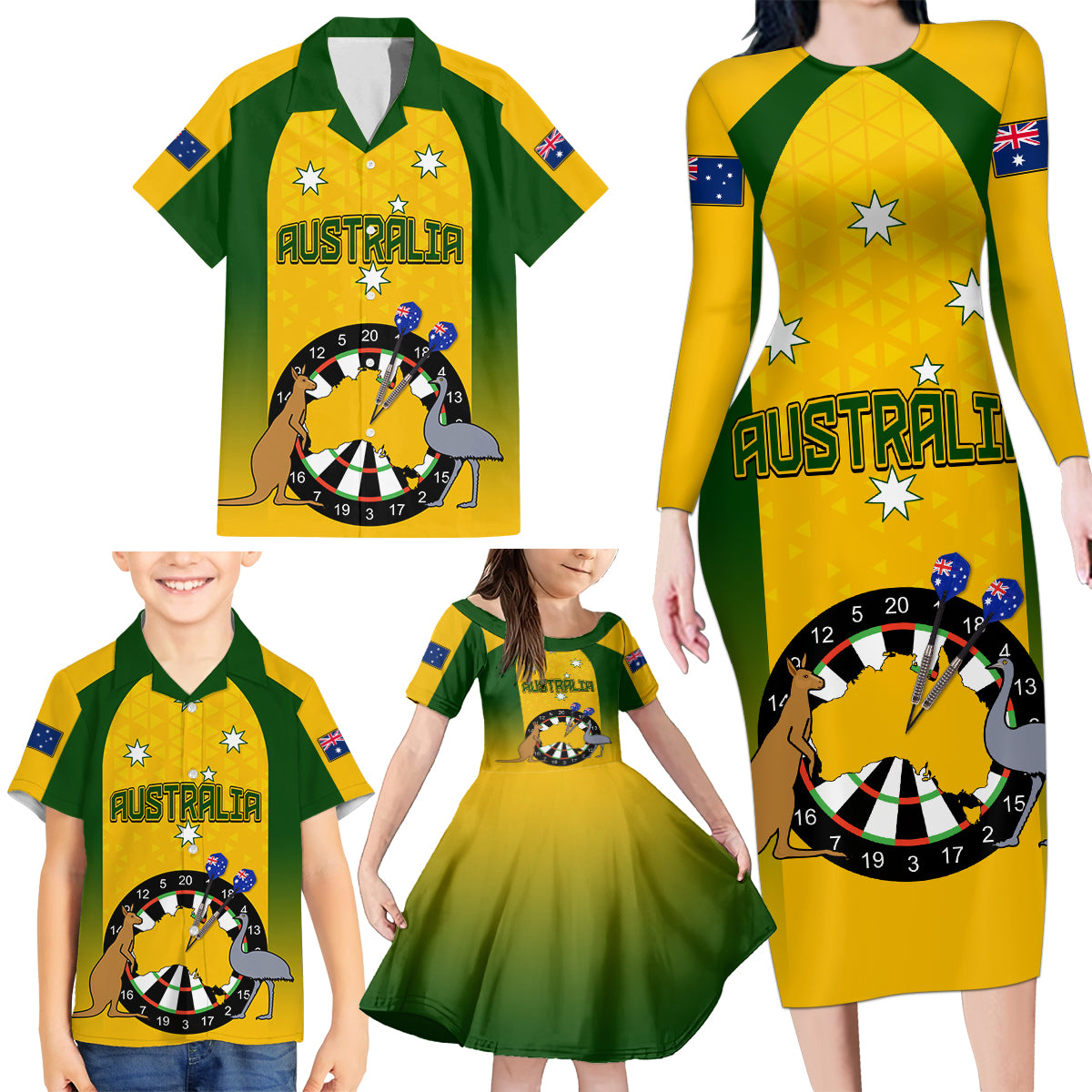 custom-australia-darts-family-matching-long-sleeve-bodycon-dress-and-hawaiian-shirt-national-color-basic