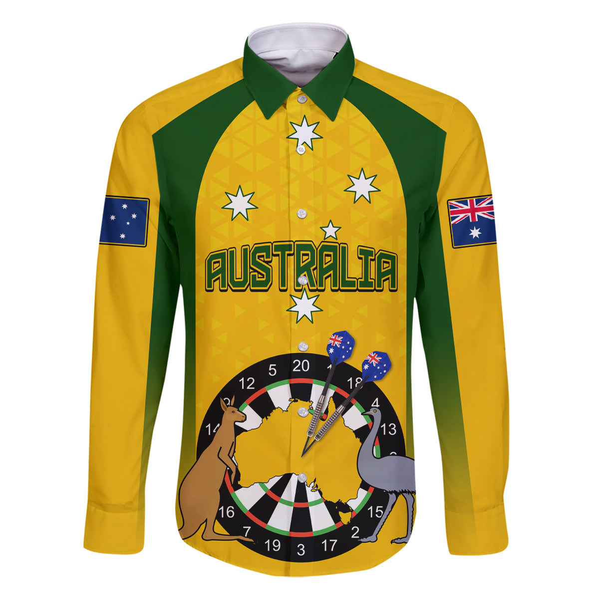 custom-australia-darts-family-matching-long-sleeve-bodycon-dress-and-hawaiian-shirt-national-color-basic