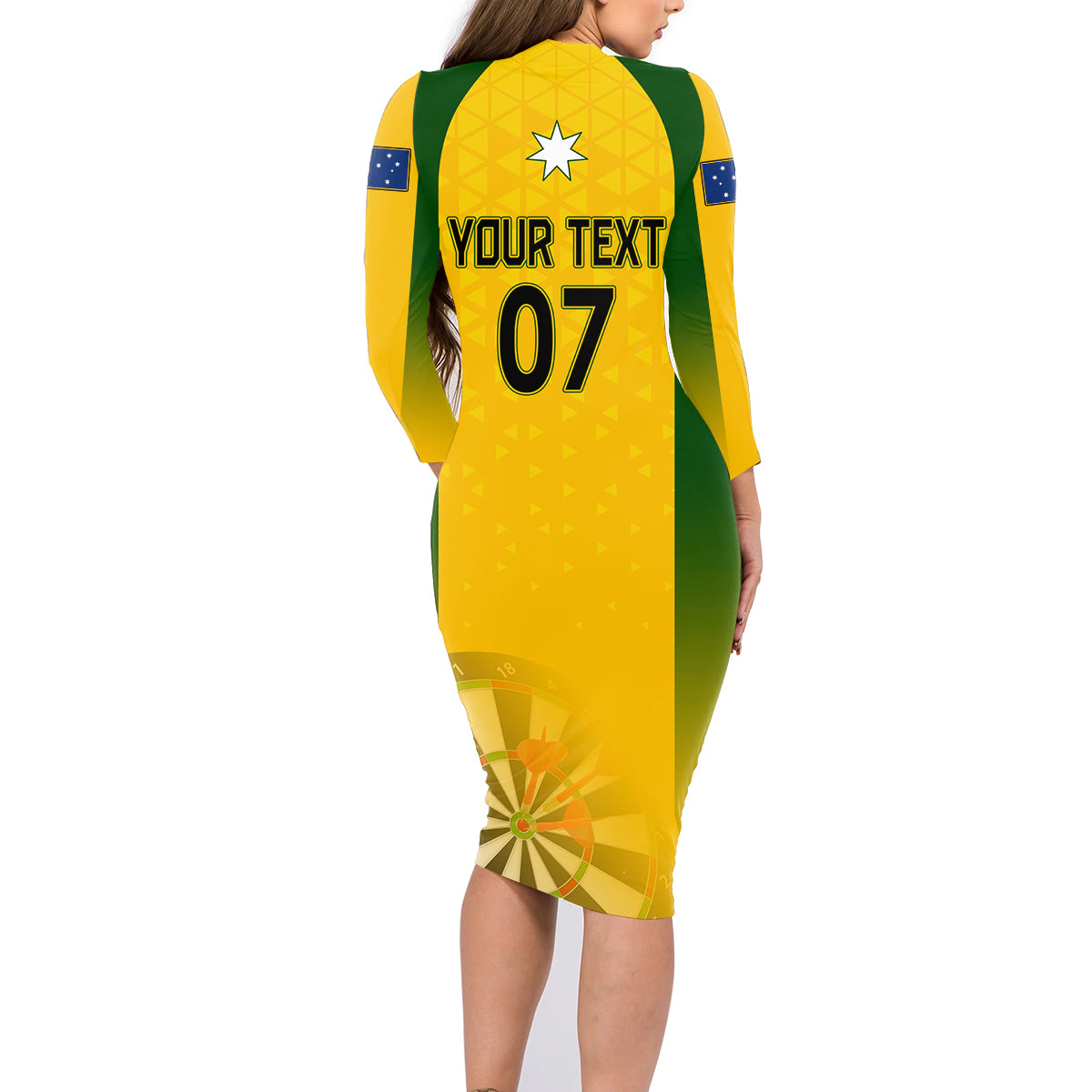 custom-australia-darts-family-matching-long-sleeve-bodycon-dress-and-hawaiian-shirt-national-color-basic