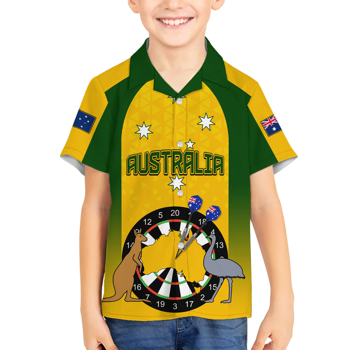 custom-australia-darts-family-matching-long-sleeve-bodycon-dress-and-hawaiian-shirt-national-color-basic