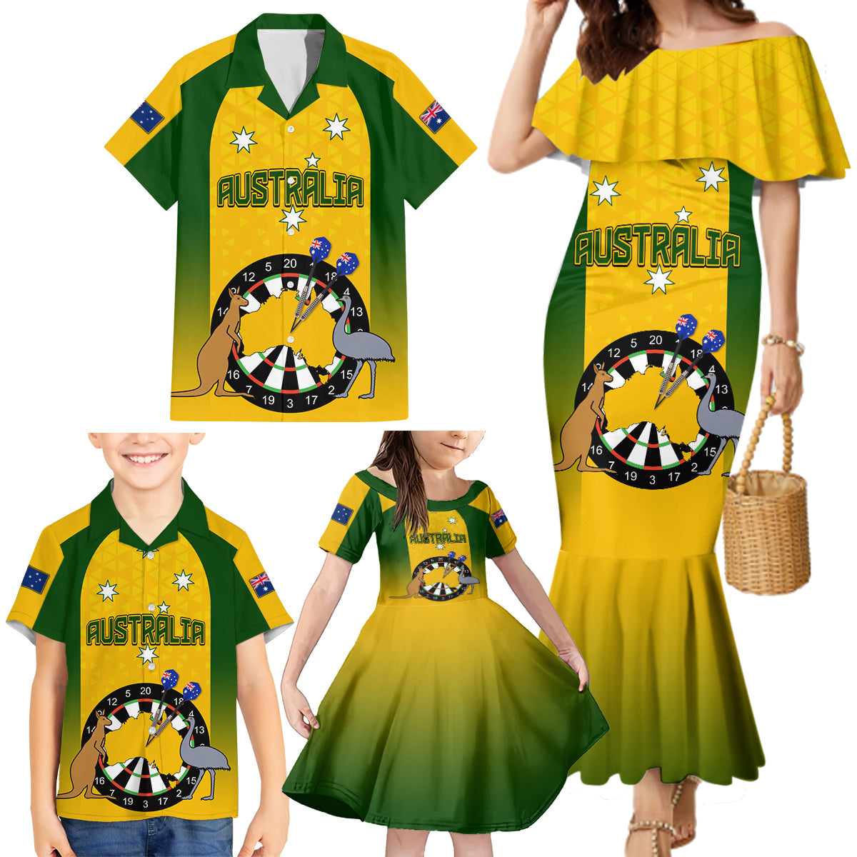 custom-australia-darts-family-matching-mermaid-dress-and-hawaiian-shirt-national-color-basic