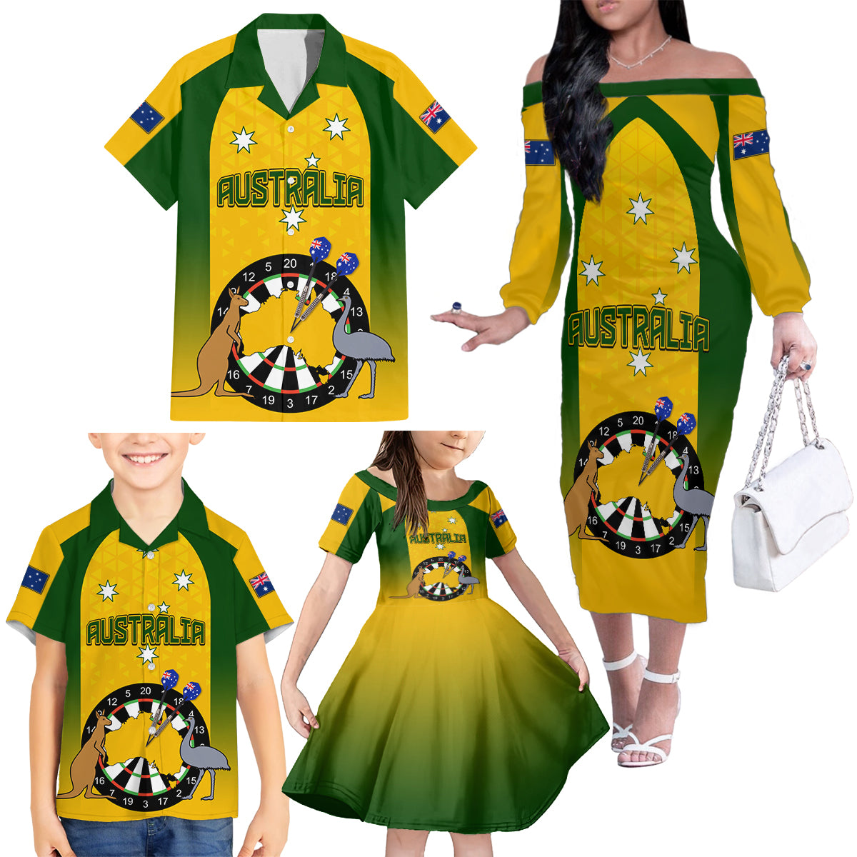 custom-australia-darts-family-matching-off-shoulder-long-sleeve-dress-and-hawaiian-shirt-national-color-basic