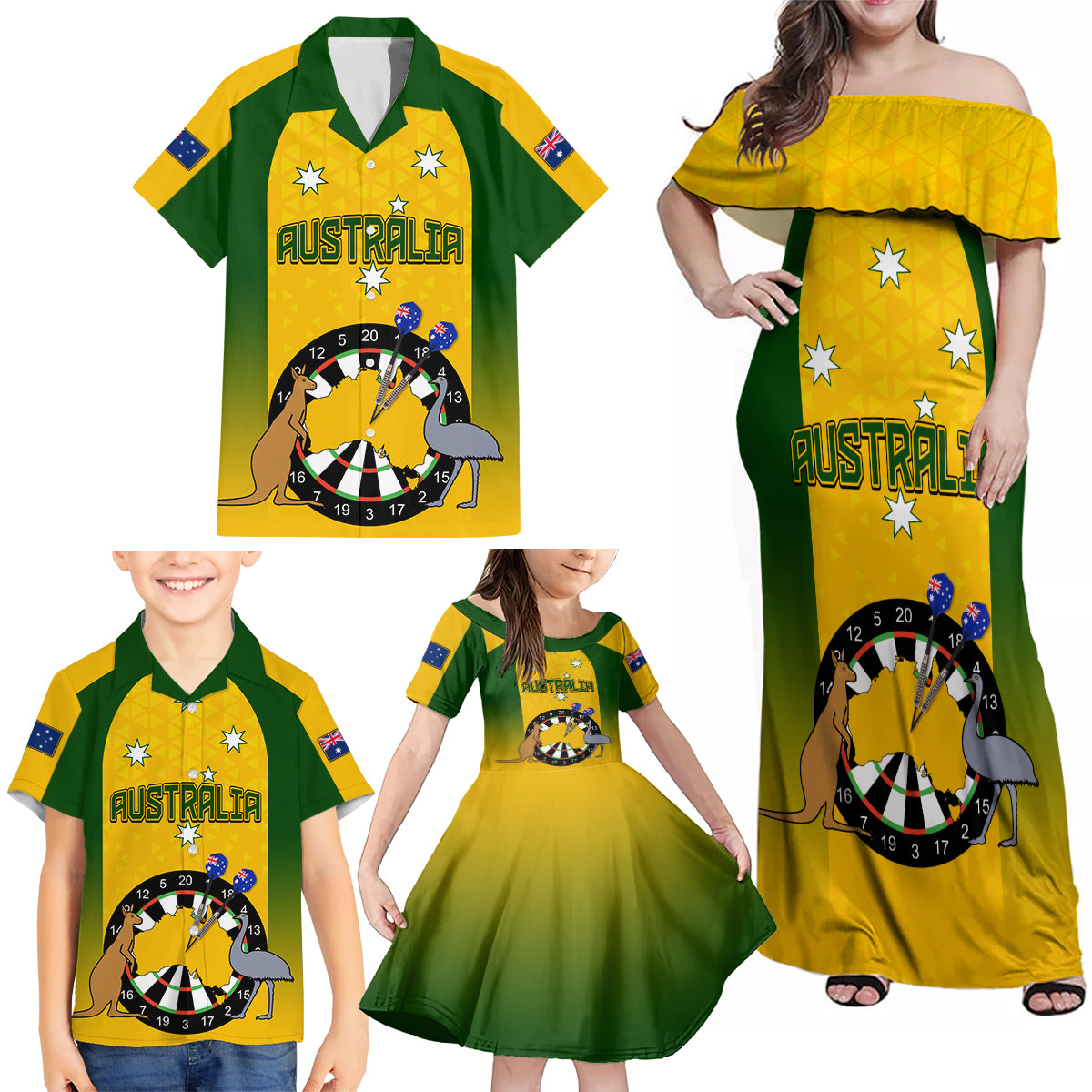 custom-australia-darts-family-matching-off-shoulder-maxi-dress-and-hawaiian-shirt-national-color-basic