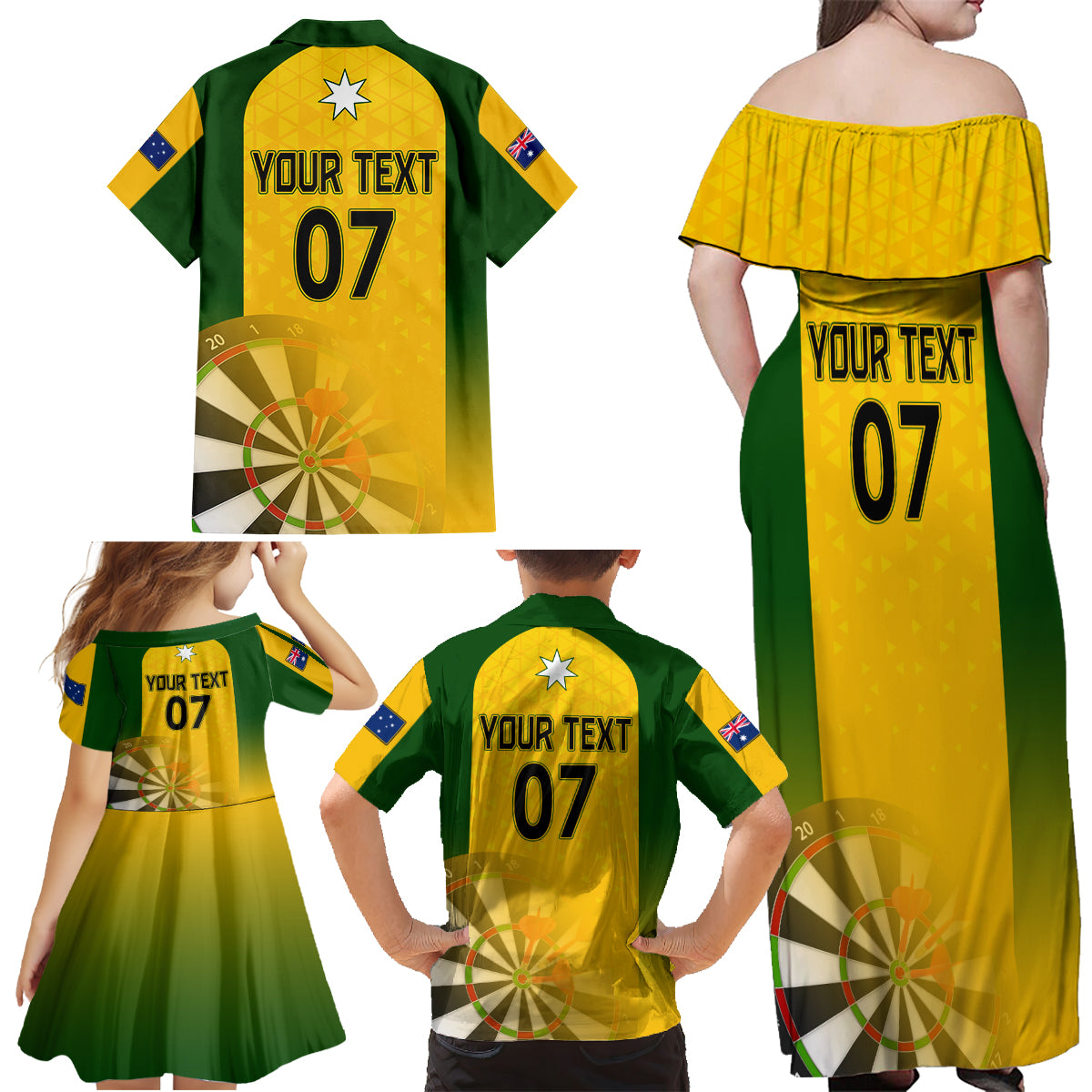 custom-australia-darts-family-matching-off-shoulder-maxi-dress-and-hawaiian-shirt-national-color-basic