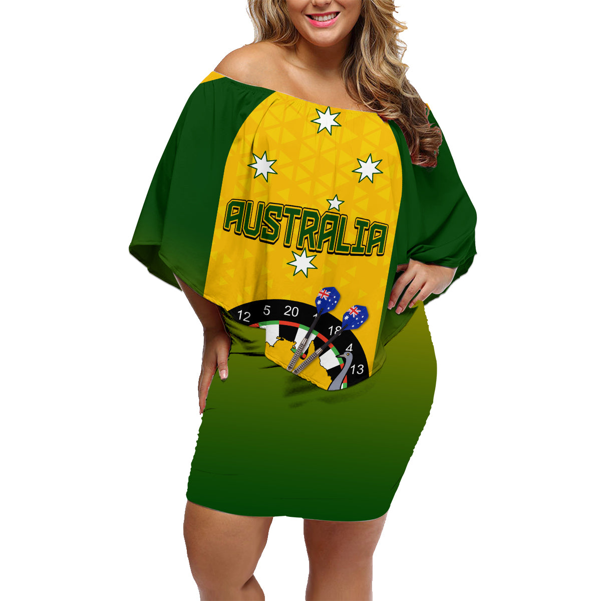 custom-australia-darts-family-matching-off-shoulder-short-dress-and-hawaiian-shirt-national-color-basic