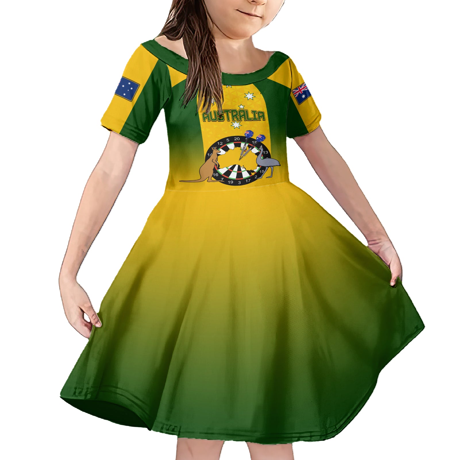 custom-australia-darts-family-matching-short-sleeve-bodycon-dress-and-hawaiian-shirt-national-color-basic