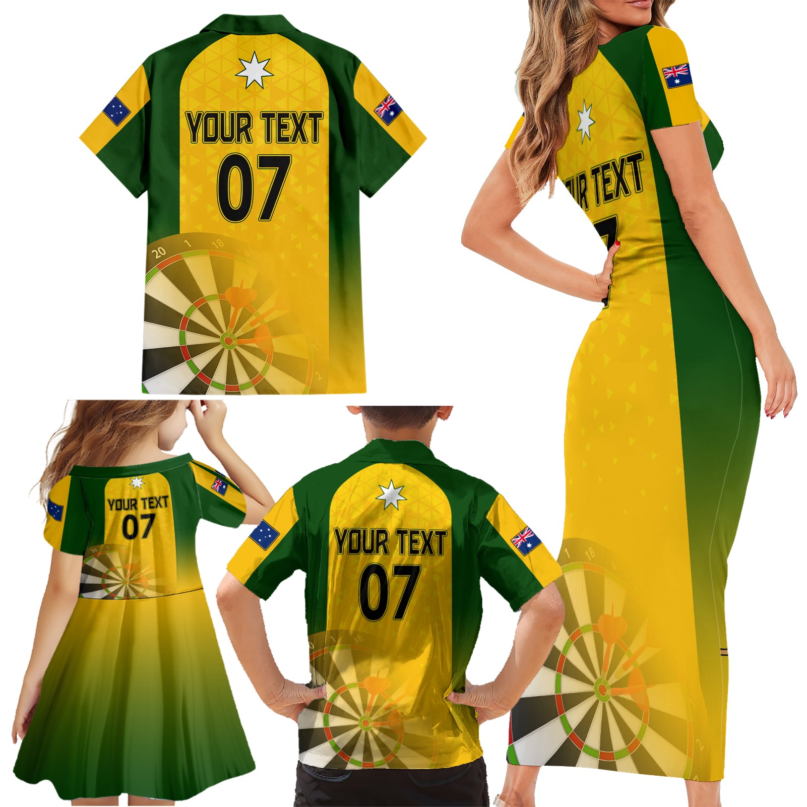 custom-australia-darts-family-matching-short-sleeve-bodycon-dress-and-hawaiian-shirt-national-color-basic