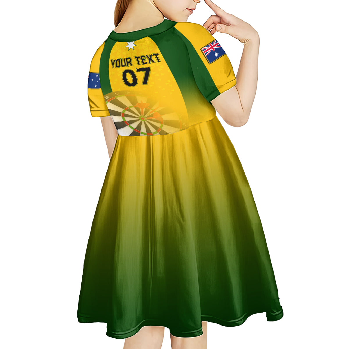 Custom Australia Darts Kid Short Sleeve Dress National Color Basic - Vibe Hoodie Shop