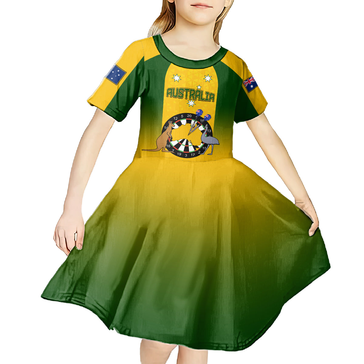 Custom Australia Darts Kid Short Sleeve Dress National Color Basic - Vibe Hoodie Shop