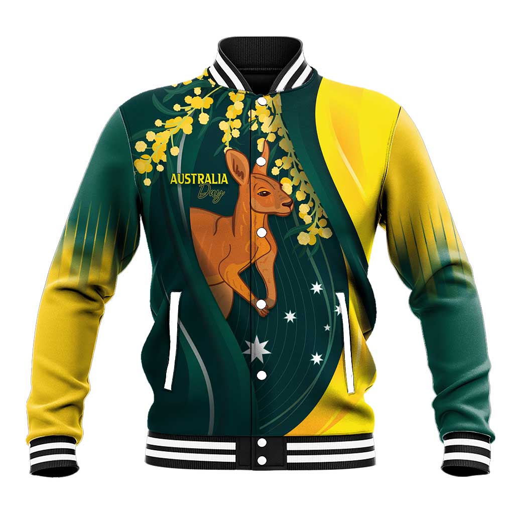 Australia Day Baseball Jacket Kangaroo National Color - Vibe Hoodie Shop