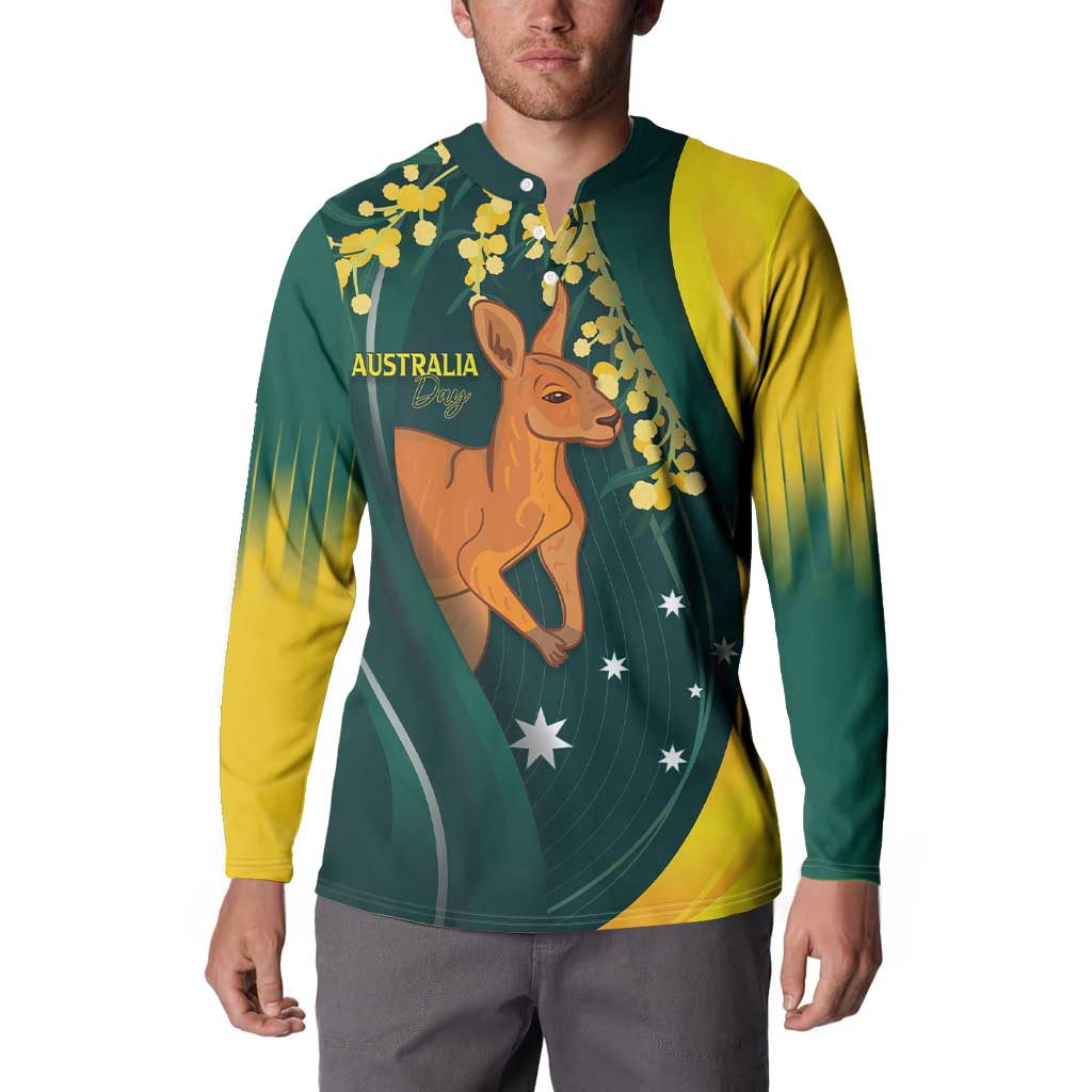 Australia Day Button Sweatshirt Kangaroo National Color