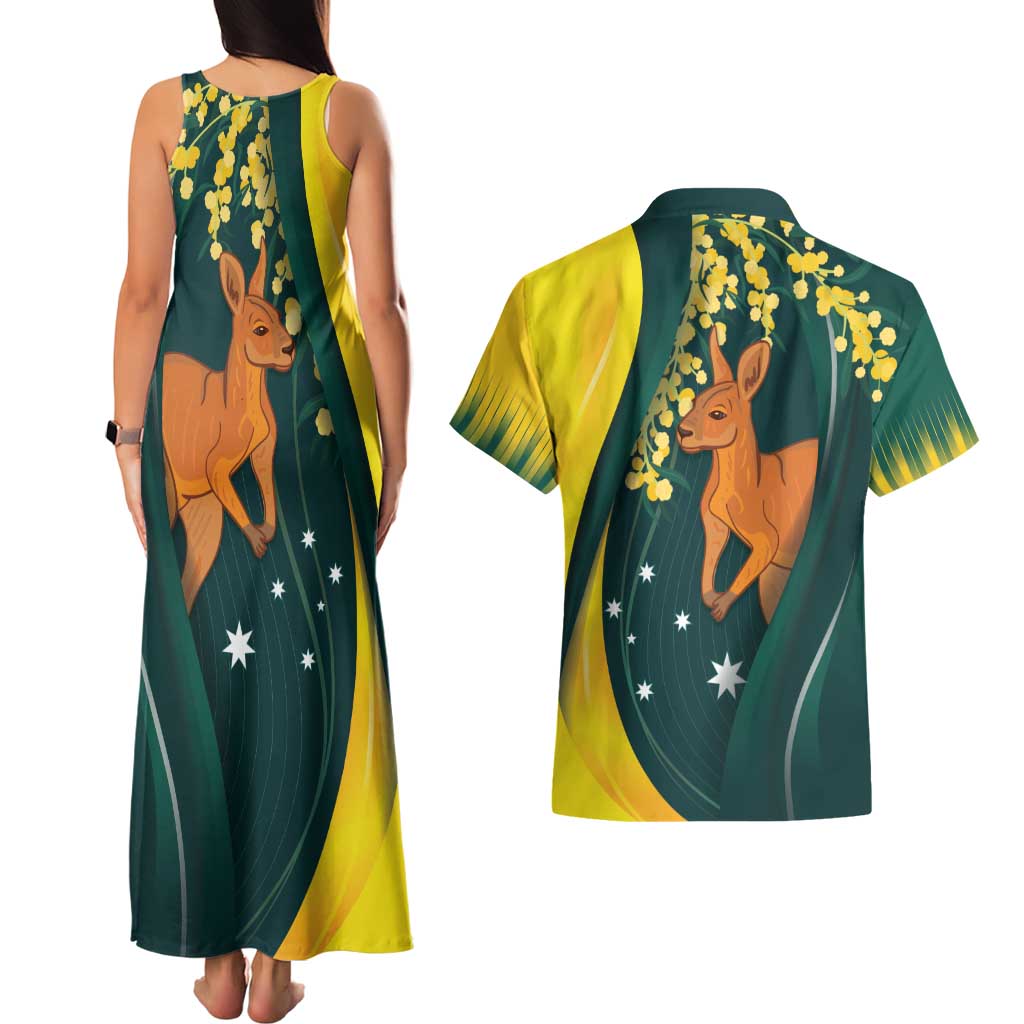 Australia Day Couples Matching Tank Maxi Dress and Hawaiian Shirt Kangaroo National Color