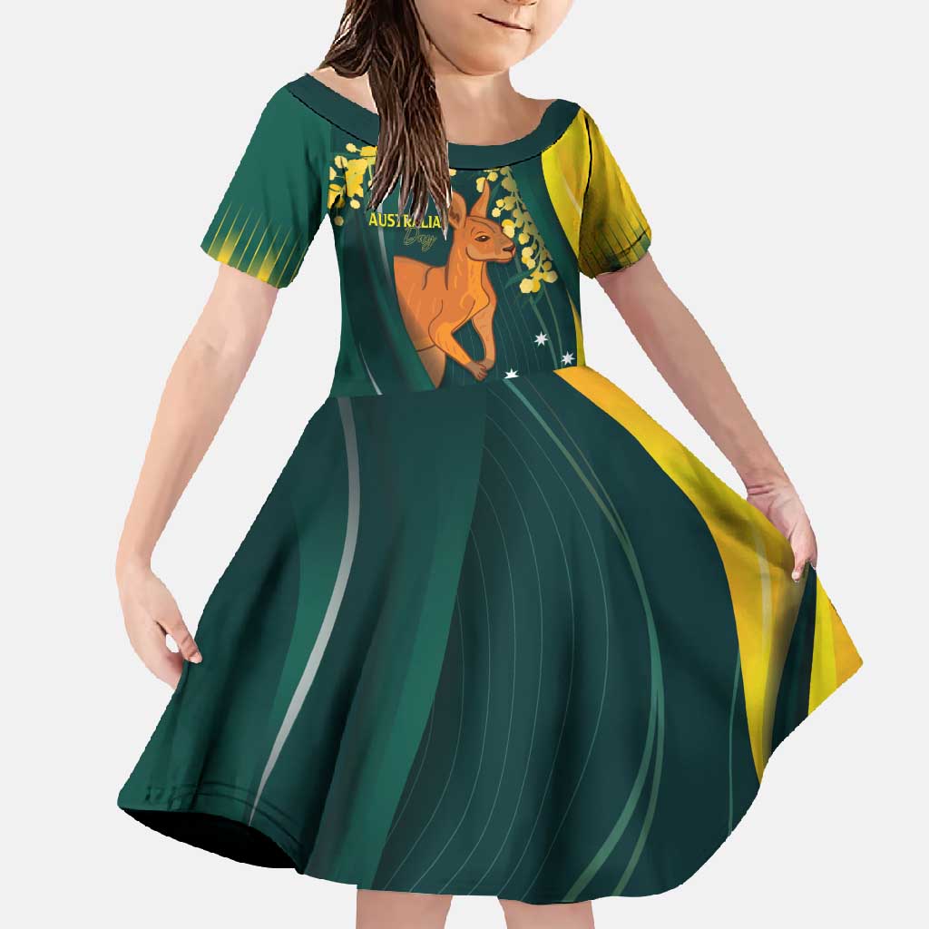 Australia Day Family Matching Mermaid Dress and Hawaiian Shirt Kangaroo National Color