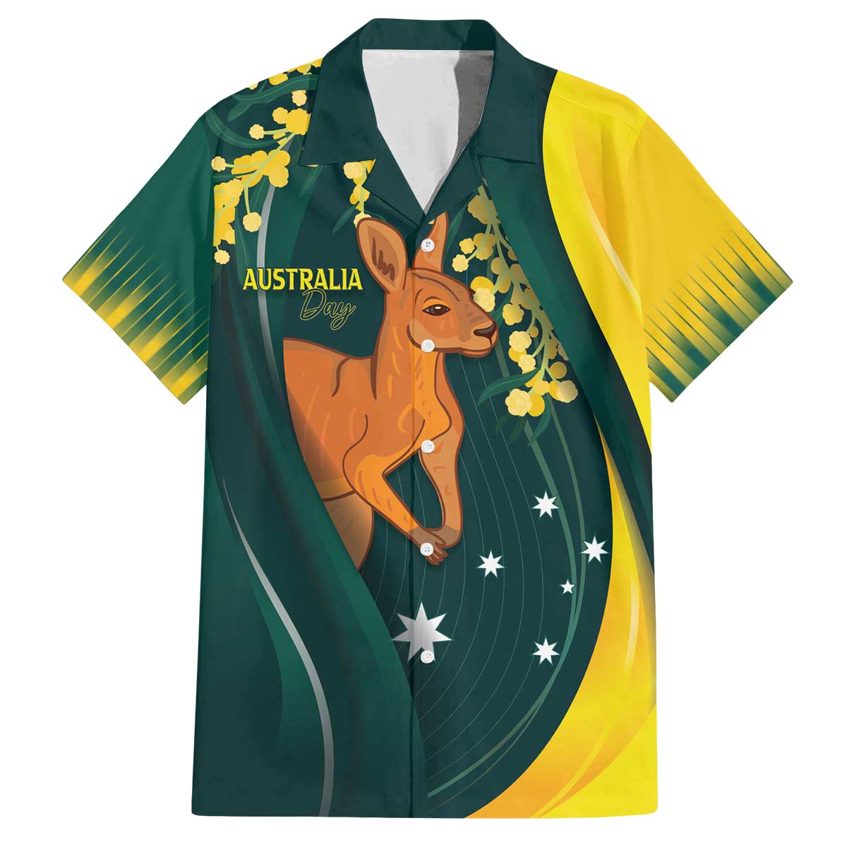 Australia Day Family Matching Off The Shoulder Long Sleeve Dress and Hawaiian Shirt Kangaroo National Color