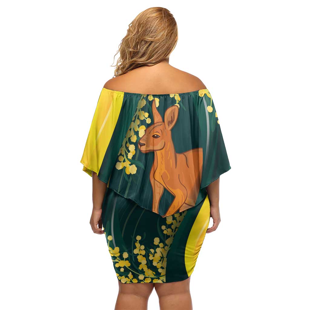 Australia Day Family Matching Off Shoulder Short Dress and Hawaiian Shirt Kangaroo National Color