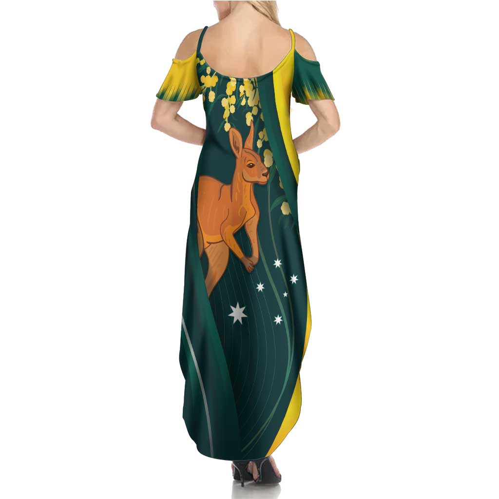 Australia Day Family Matching Summer Maxi Dress and Hawaiian Shirt Kangaroo National Color