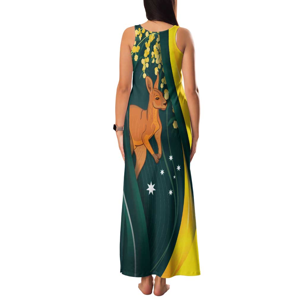 Australia Day Family Matching Tank Maxi Dress and Hawaiian Shirt Kangaroo National Color