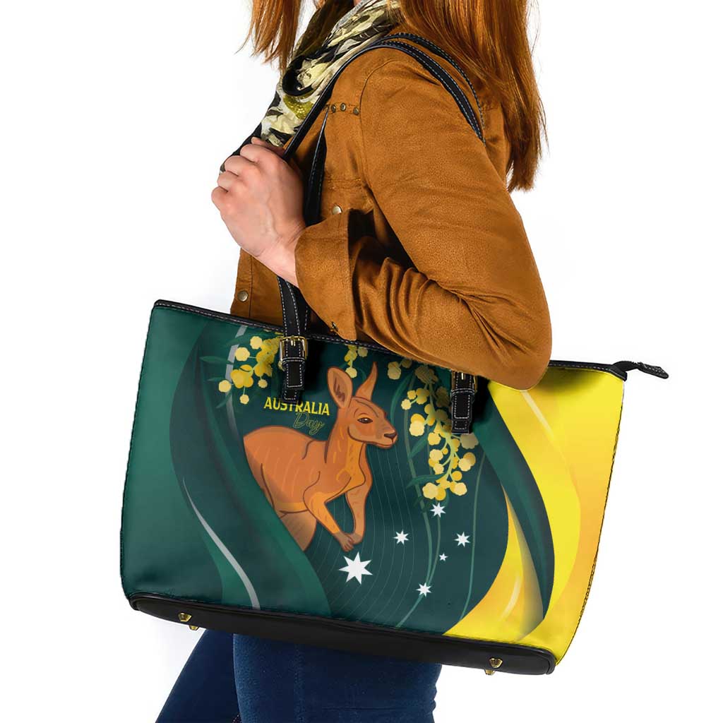 Australia Day Leather Tote Bag Kangaroo National Color