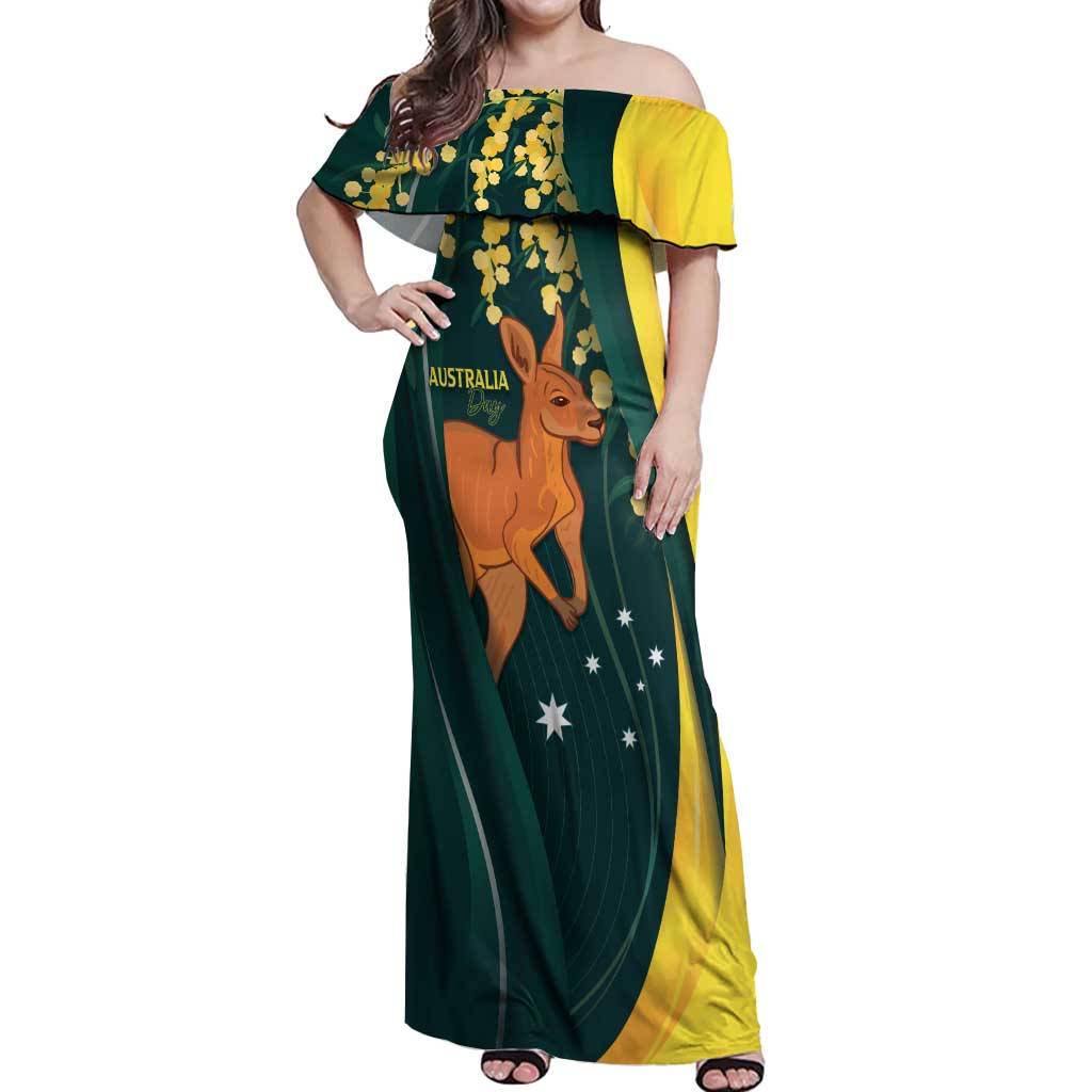 Australia Day Off Shoulder Maxi Dress Kangaroo National Color